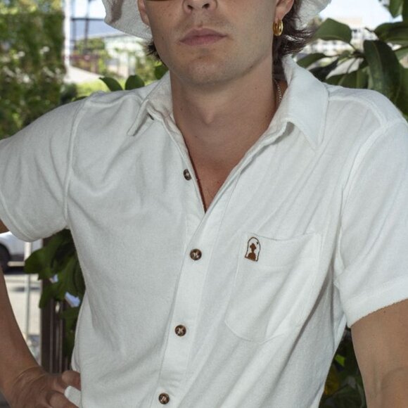 Dandy Del Mar The Tropez Terry Cloth Shirt Alabaster size men's large - Picture 1 of 6